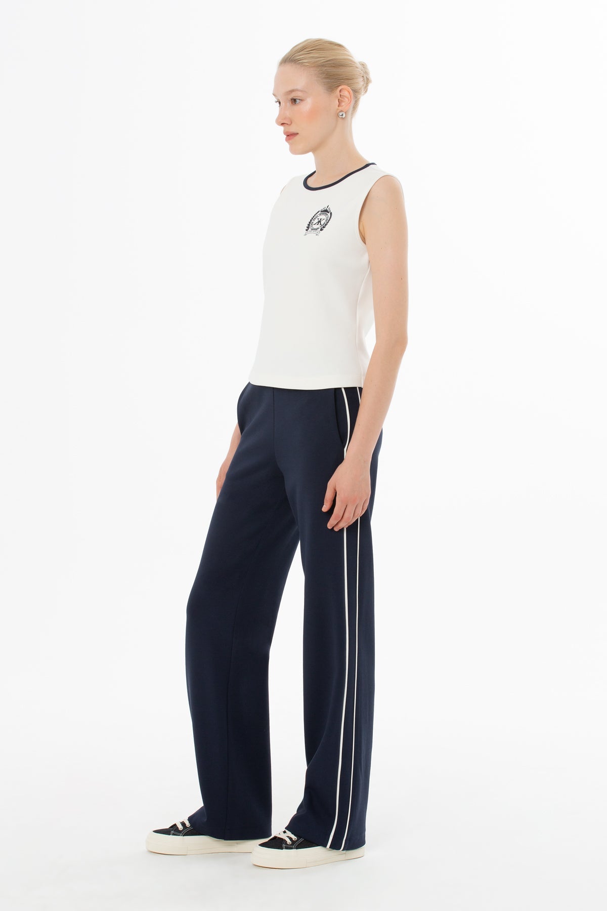 Ecru Sleeveless Crew-Neck Blouse