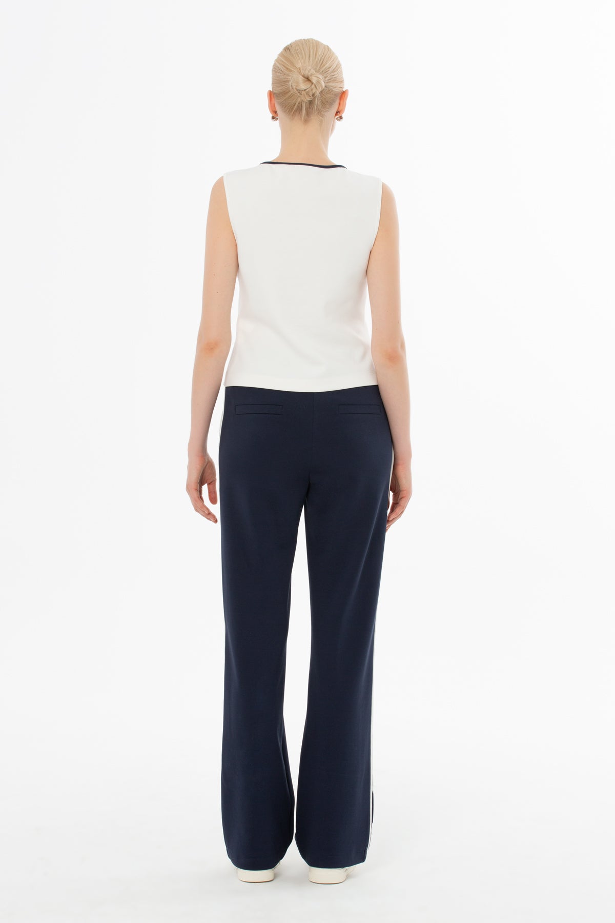 Ecru Sleeveless Crew-Neck Blouse