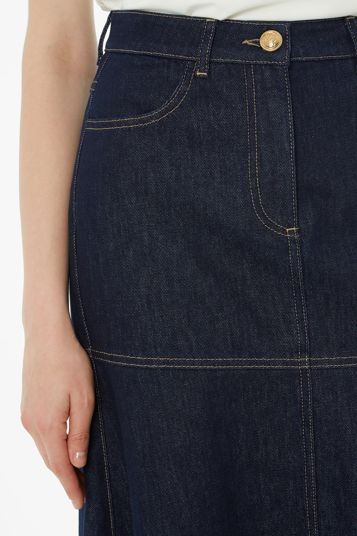 Denim Ruffled Maxi Skirt