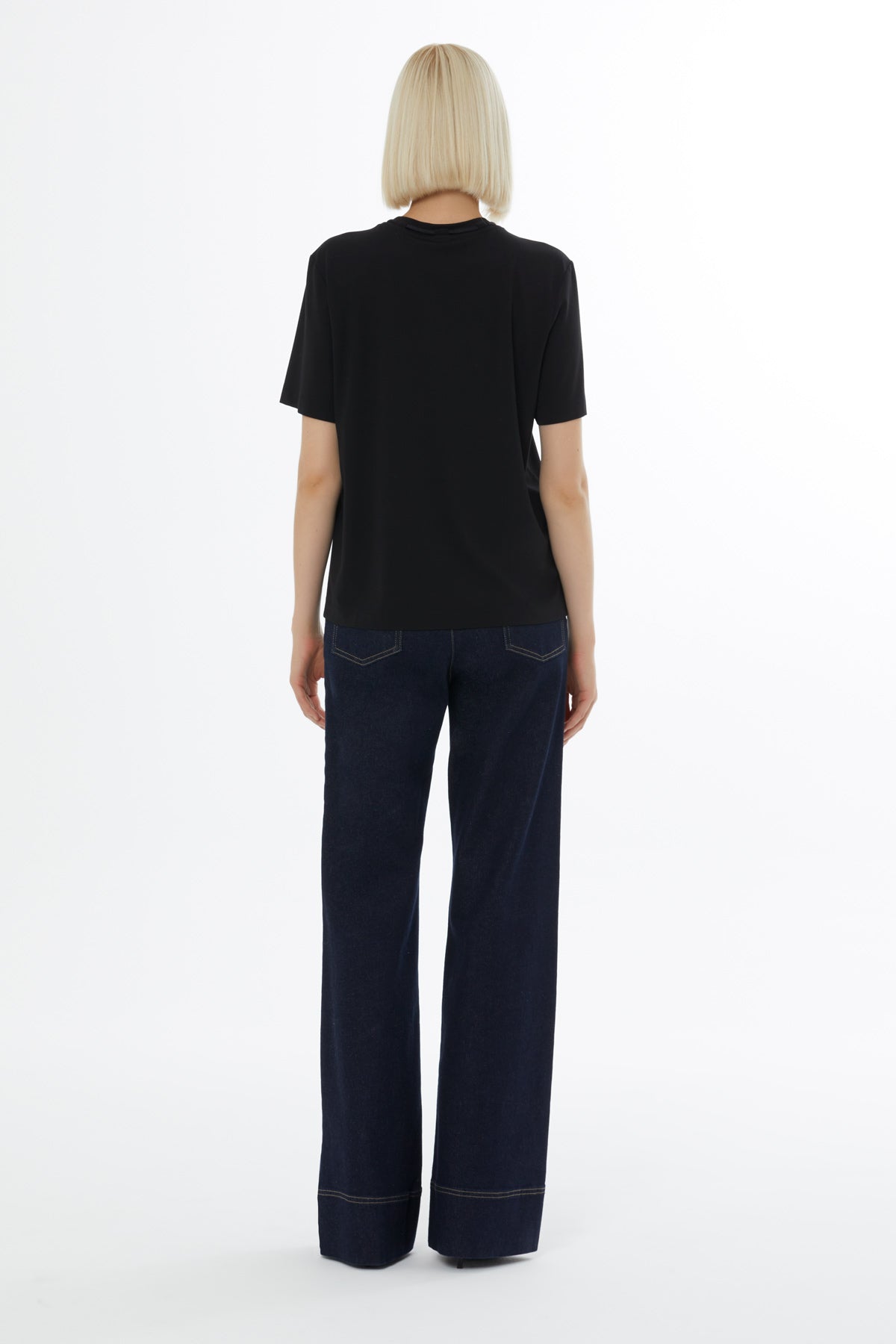 Black Minimalist T-Shirt with Accessory Details