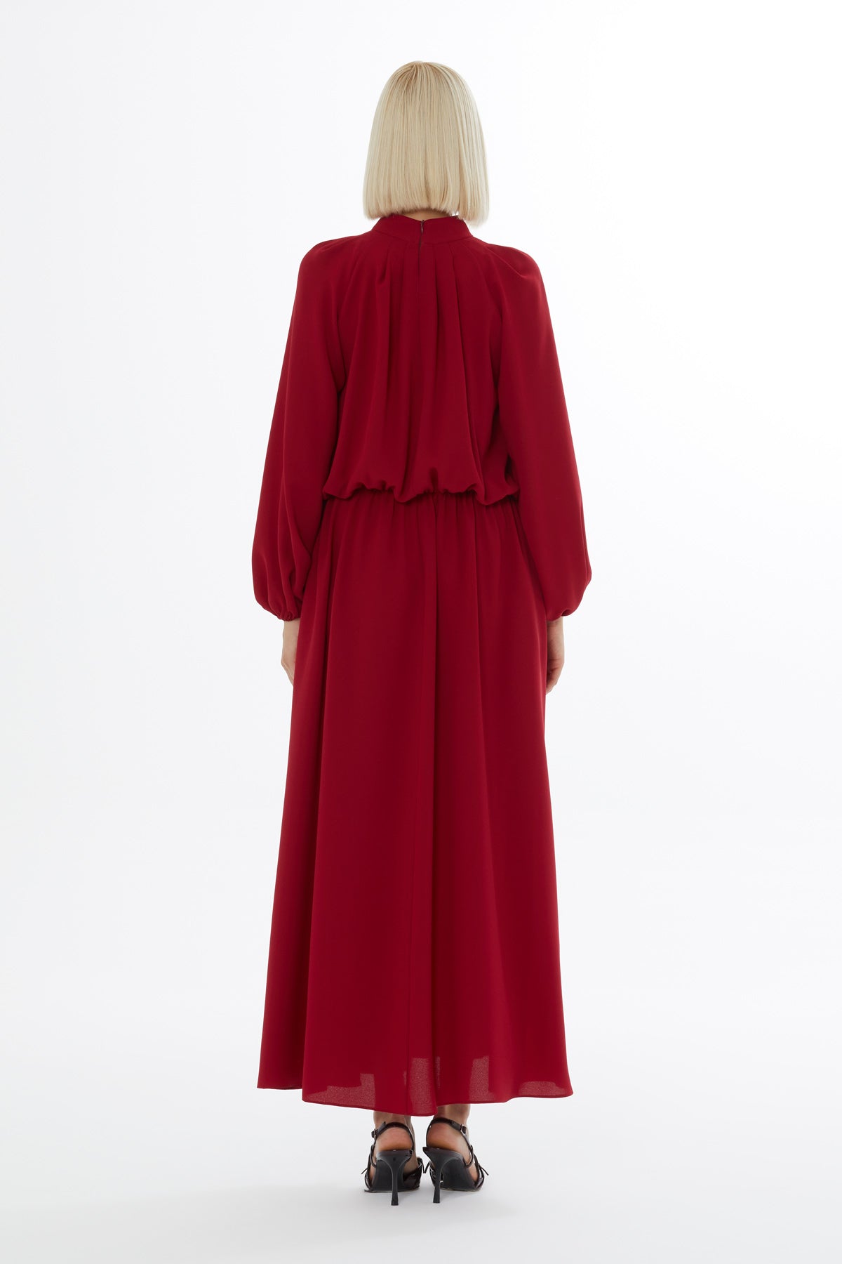 Red Long Dress with Elasticated Waist