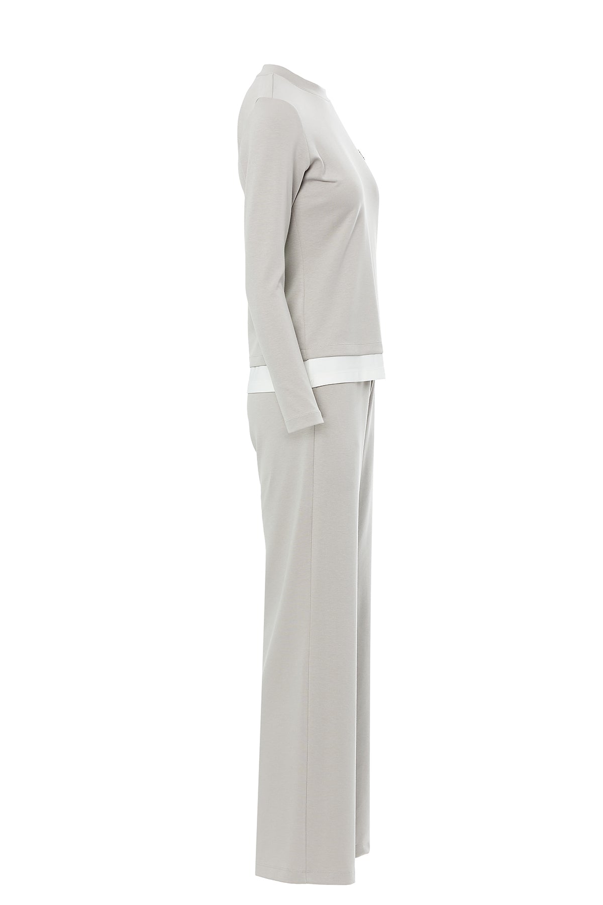 Beige Tracksuit Set with Elastic Waistband