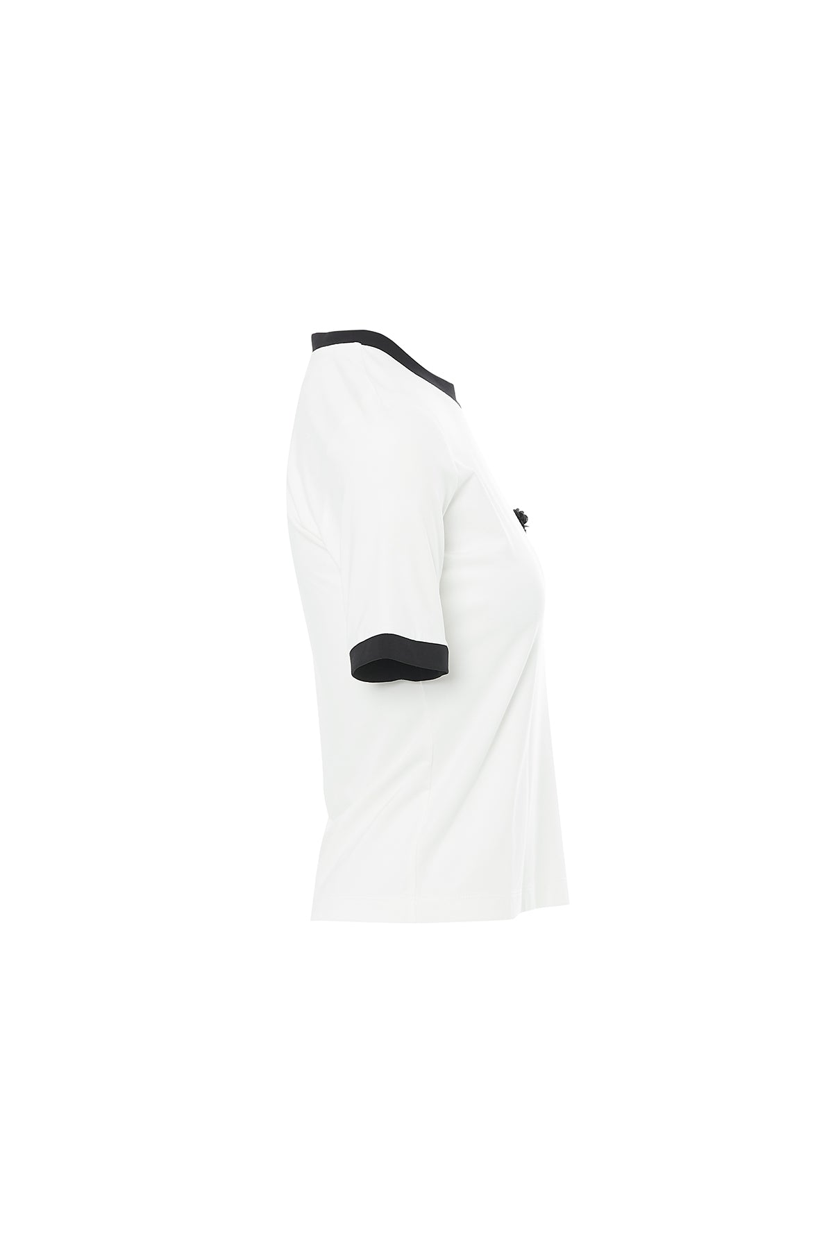 Ecru T-Shirt with Brooch Collar