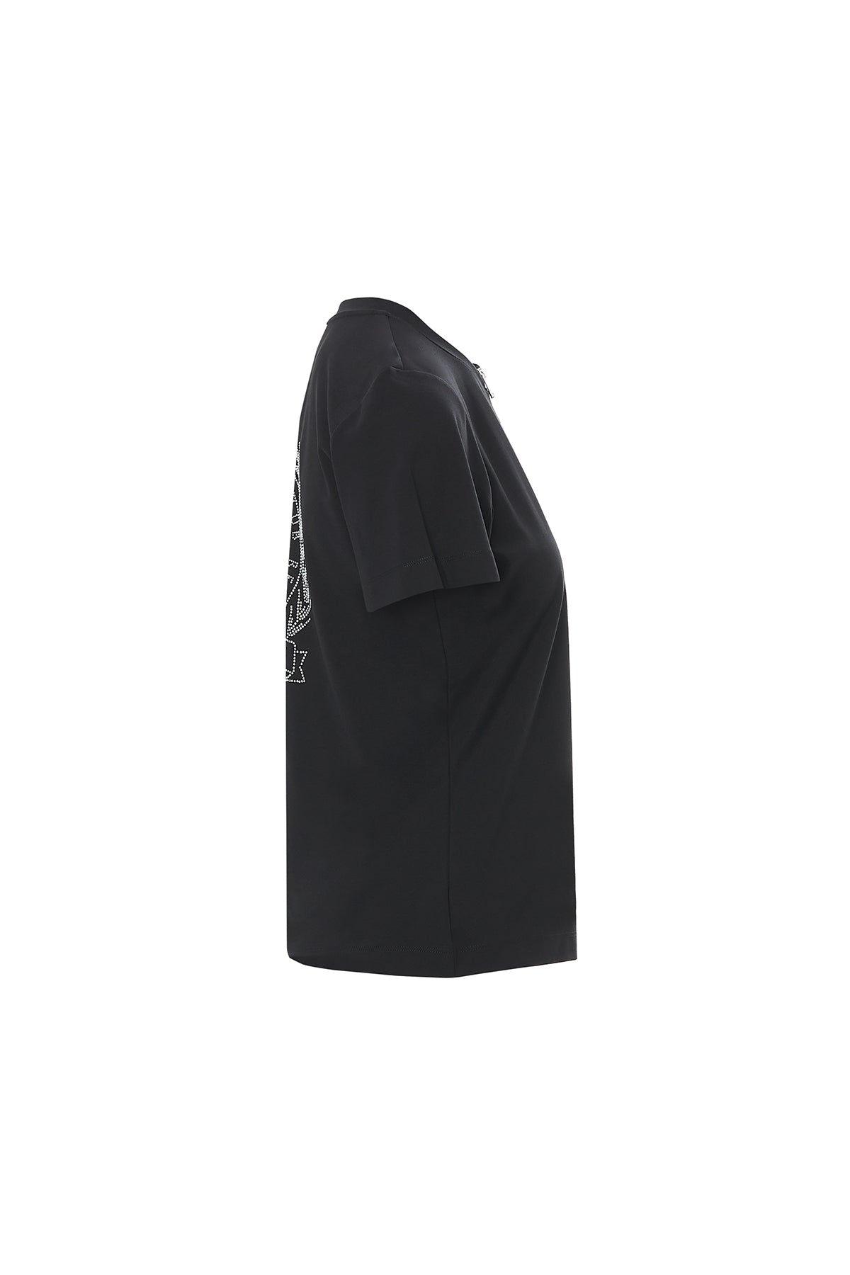 Black Front-Zipper T-Shirt