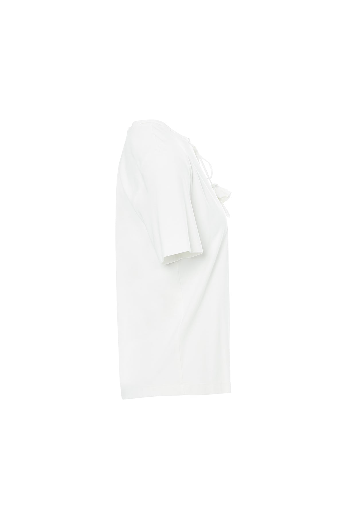 Ecru Minimalist T-Shirt with Accessory Details