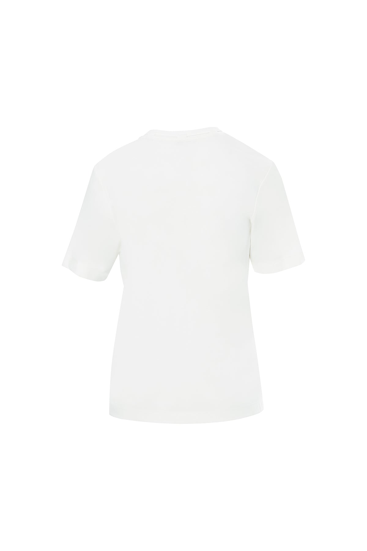 Ecru Minimalist T-Shirt with Accessory Details