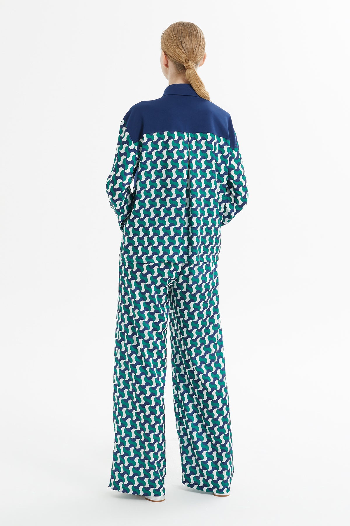 Navy Geometric-Pattern Tracksuit