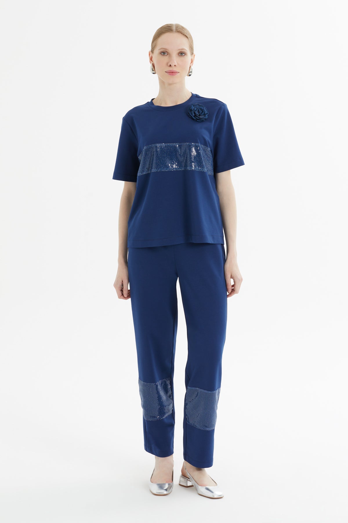 Navy Sequin-Detail Tracksuit