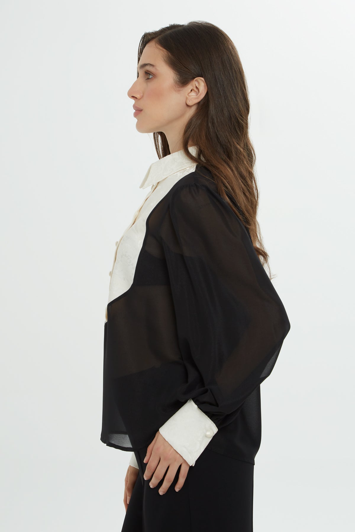 Chiffon Shirt with Lace Detail