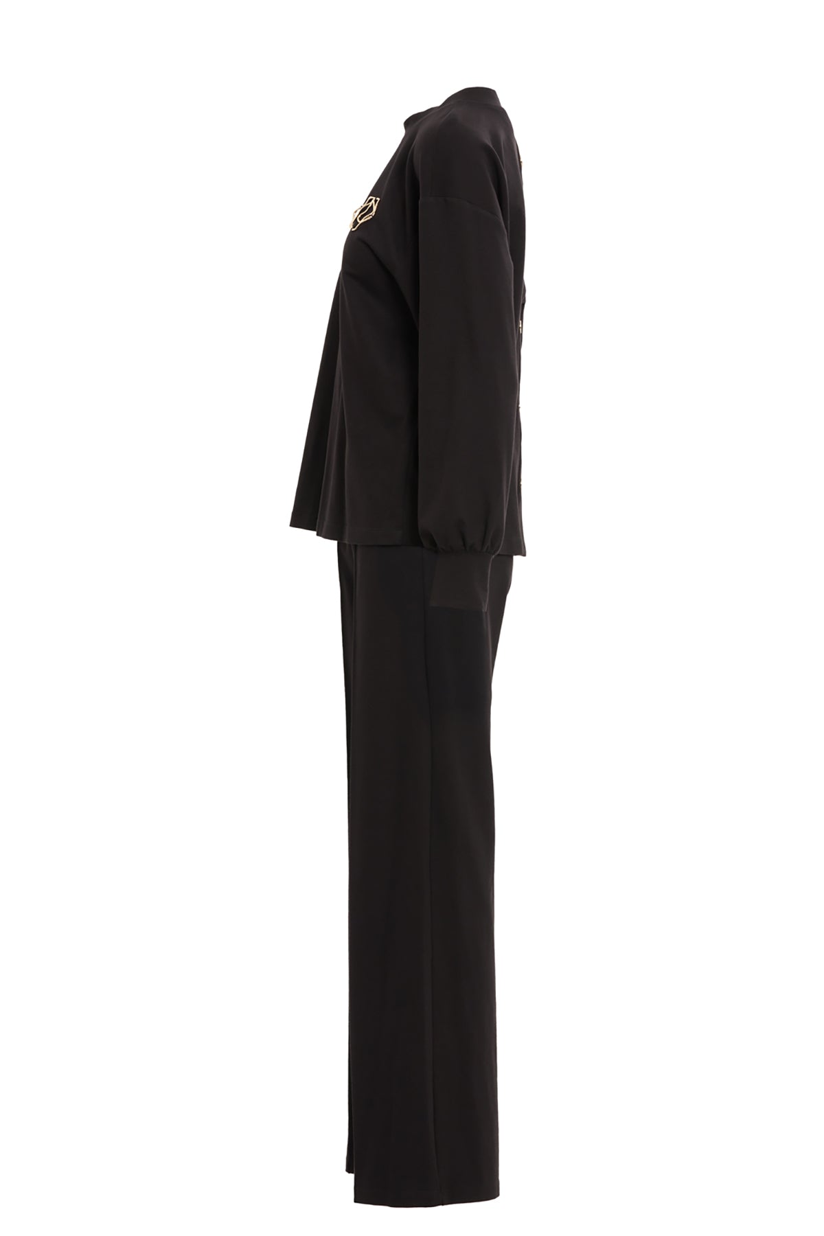 Black Floral Brooch Detail Tracksuit
