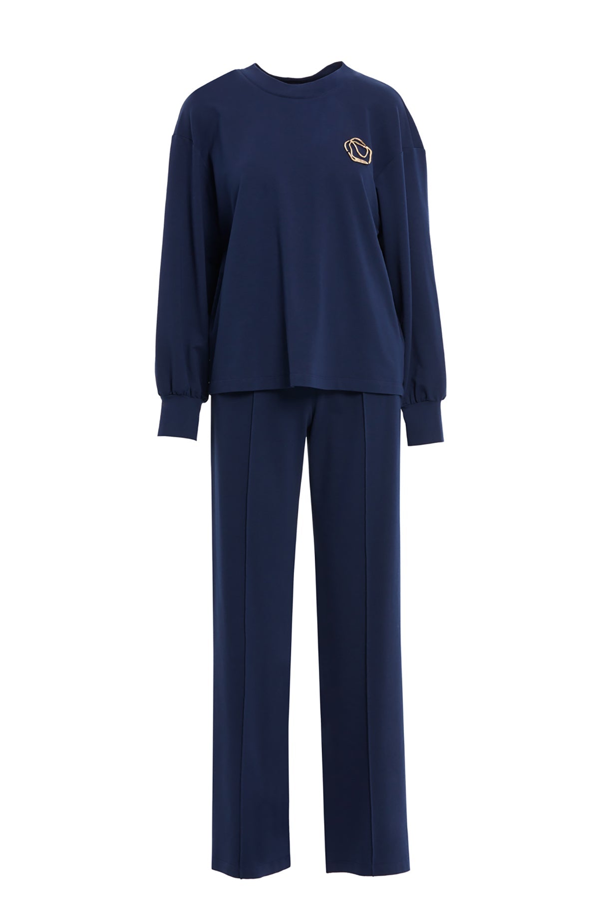 Navy Brooch-Detail Tracksuit