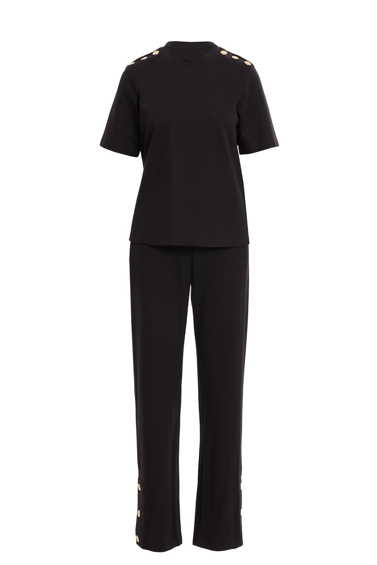 Black Snap-Button Detail Tracksuit