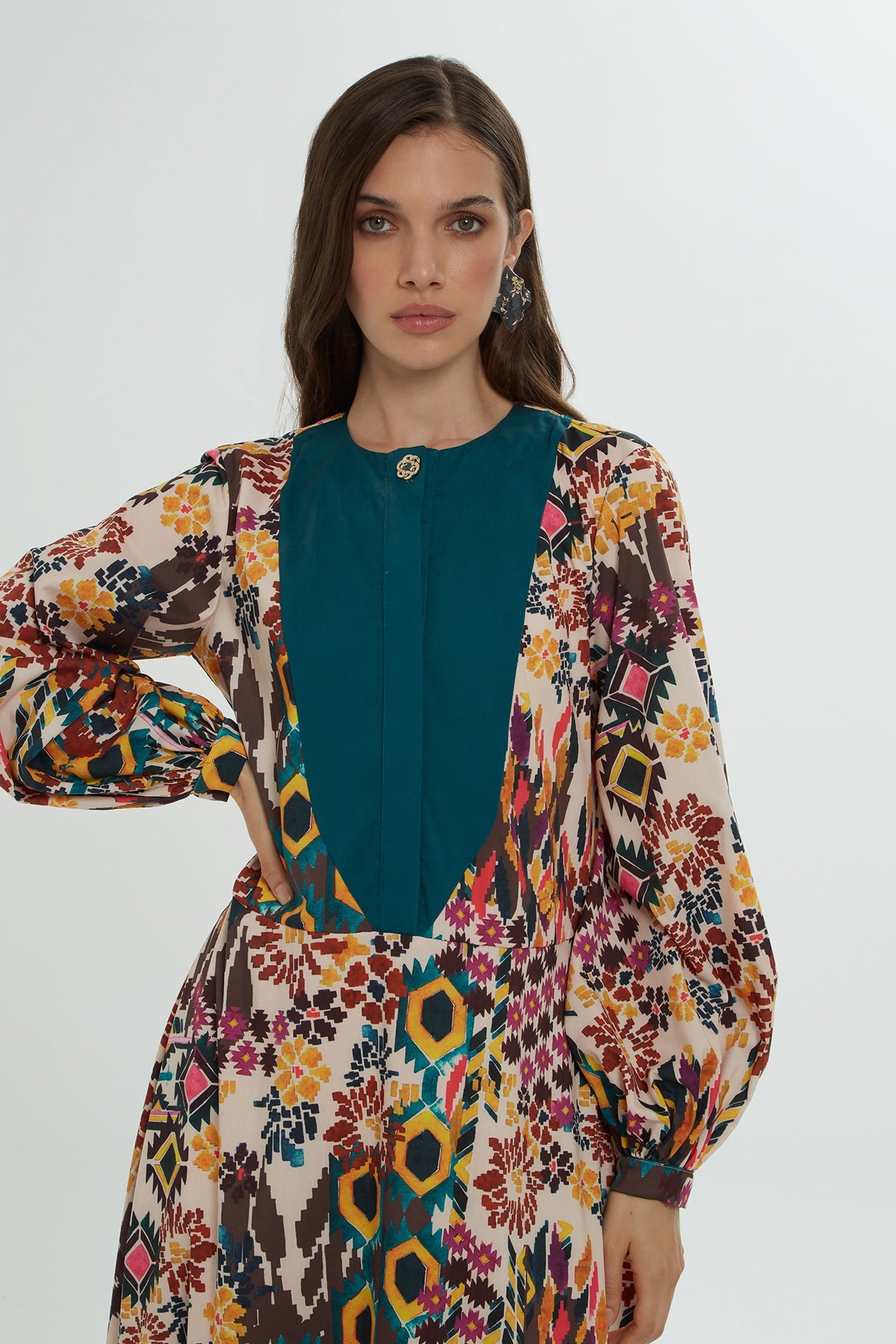 Printed Maxi Dress with Belt Detail