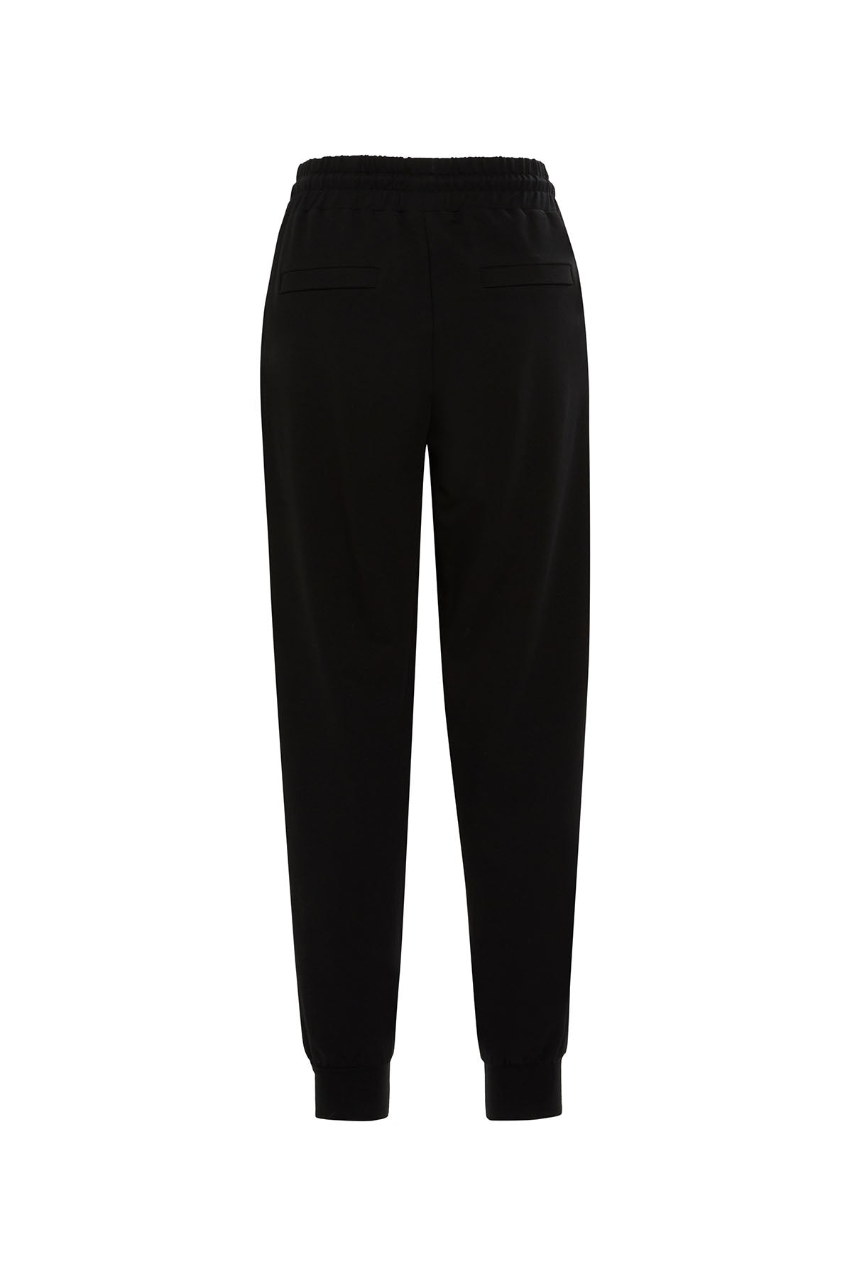 Black Elastic-Waist Wide-Leg Sweatpants