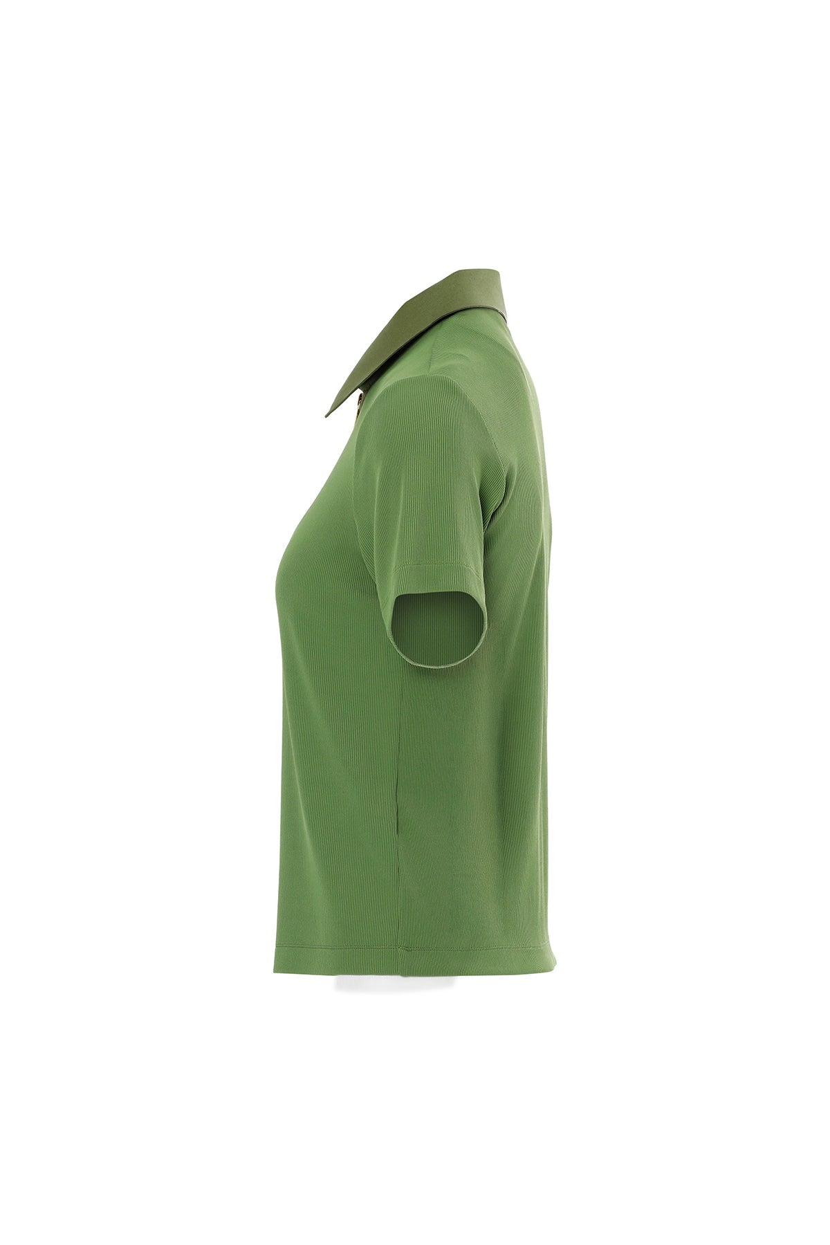 Half-Sleeve Blouse with Zipper Collar