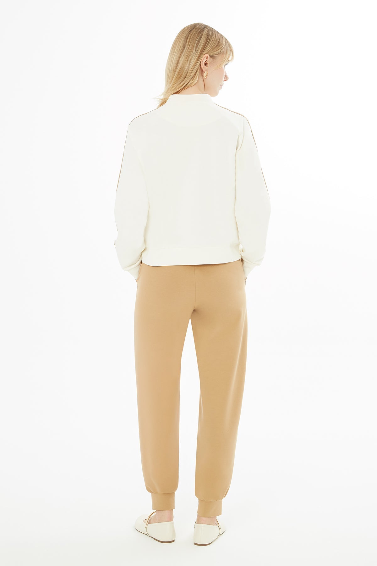 Brown Stripe-Detail Sweatpants