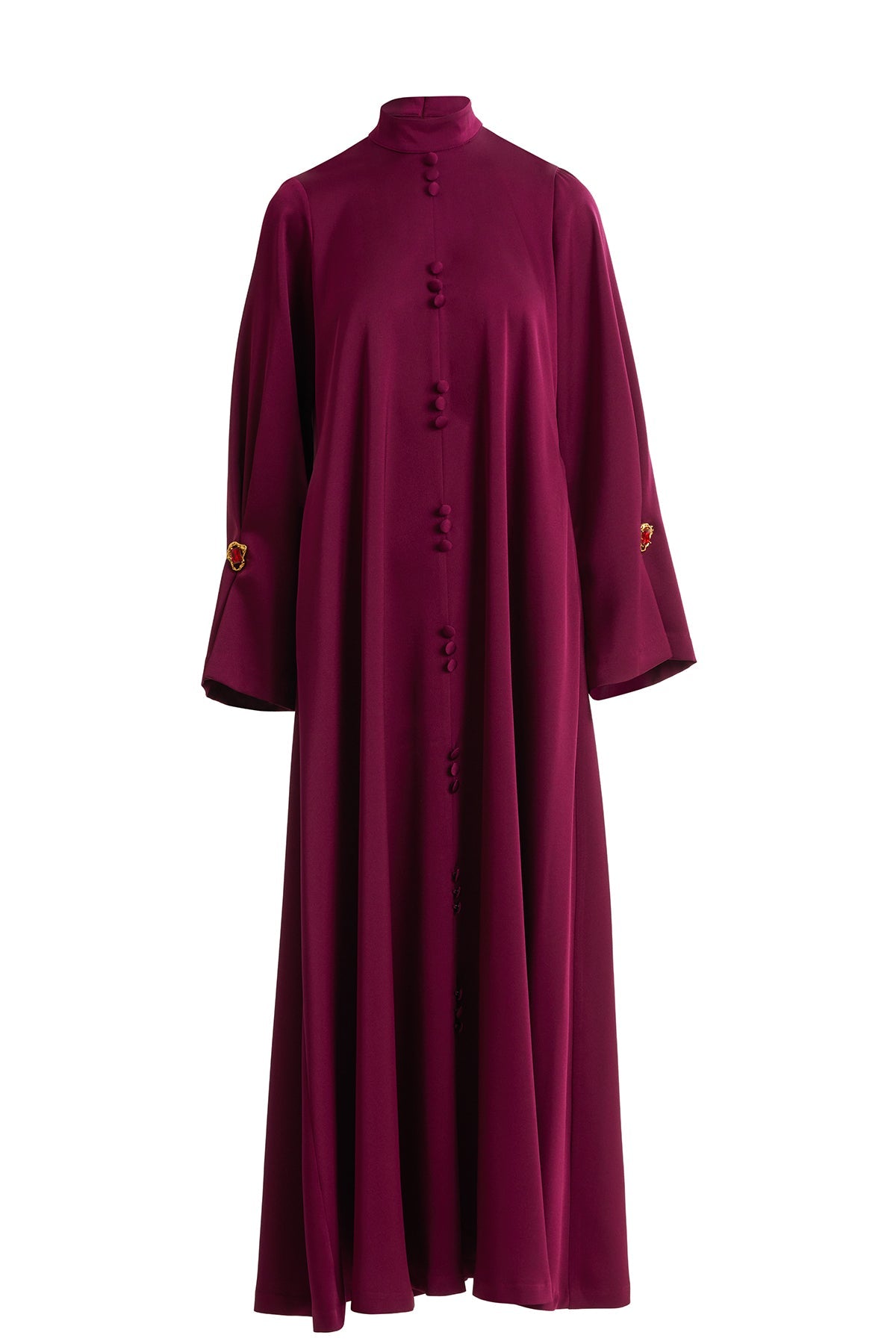 Burgundy Long-Sleeved Zippered Dress