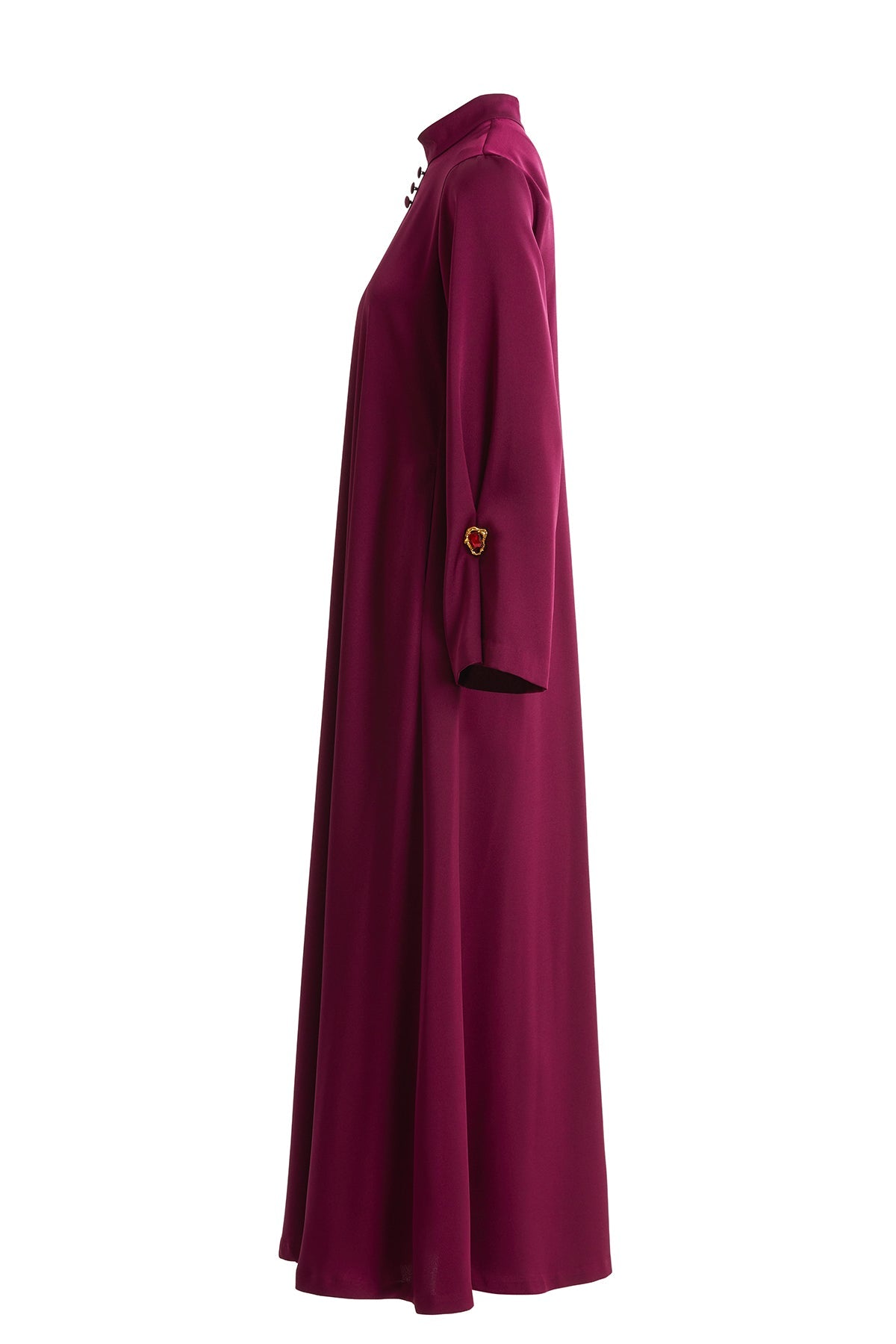 Burgundy Long-Sleeved Zippered Dress