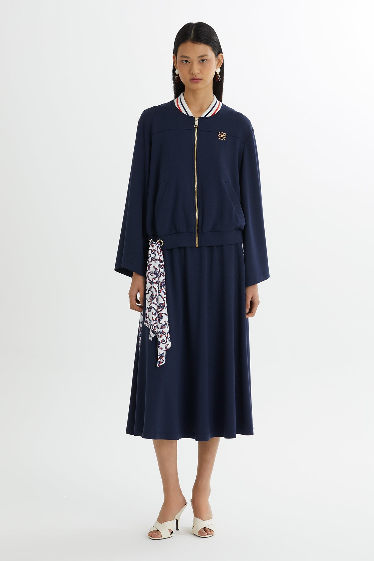 Batwing Sleeve Jacket and Skirt Sweatshirt Set