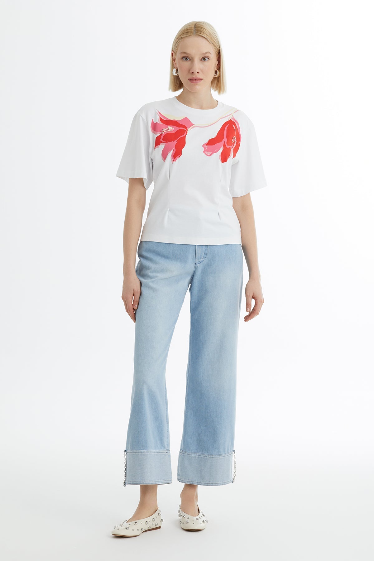 T-Shirt with Print and Embroidery Details