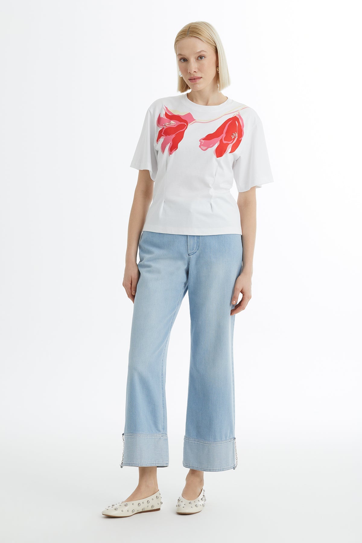 T-Shirt with Print and Embroidery Details