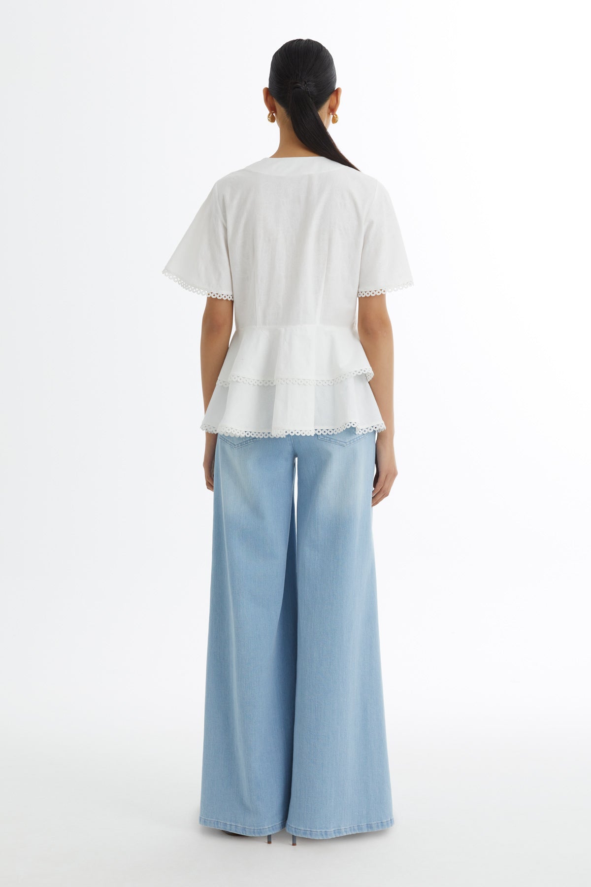 Flounce Button-Closure Blouse