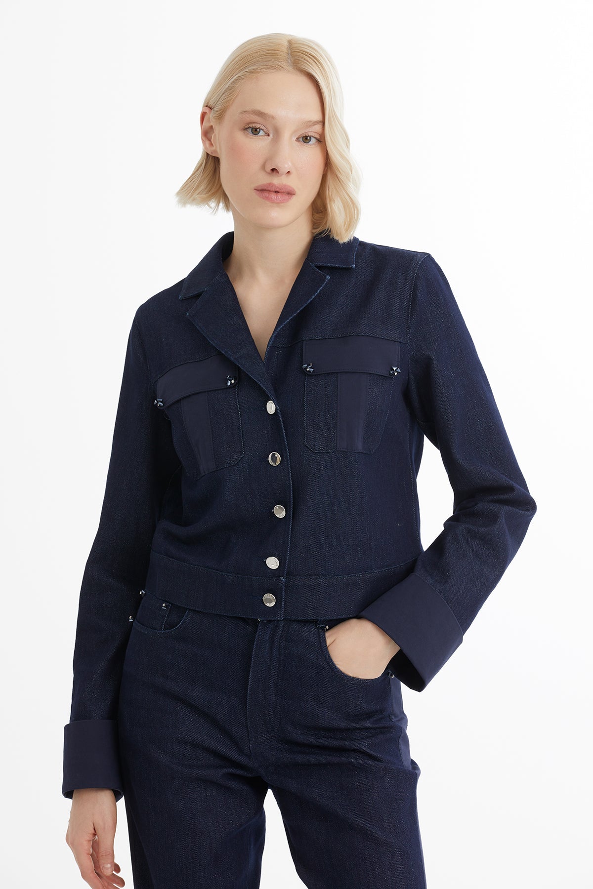 Denim Jacket with Embroidery Detail